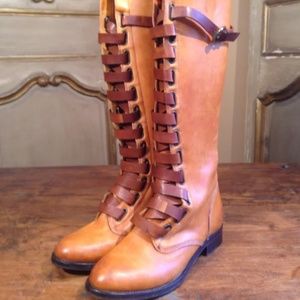 Vero Cuoio Women's Tall Riding Moto Engineer Free People Anthro Boots Size 5.5